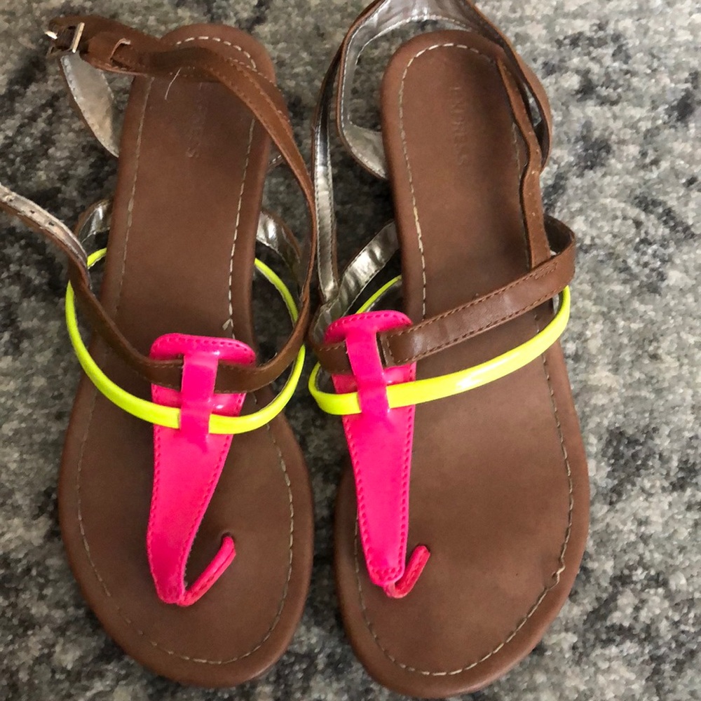Express Neon Pink and Yellow Sandals Size 7